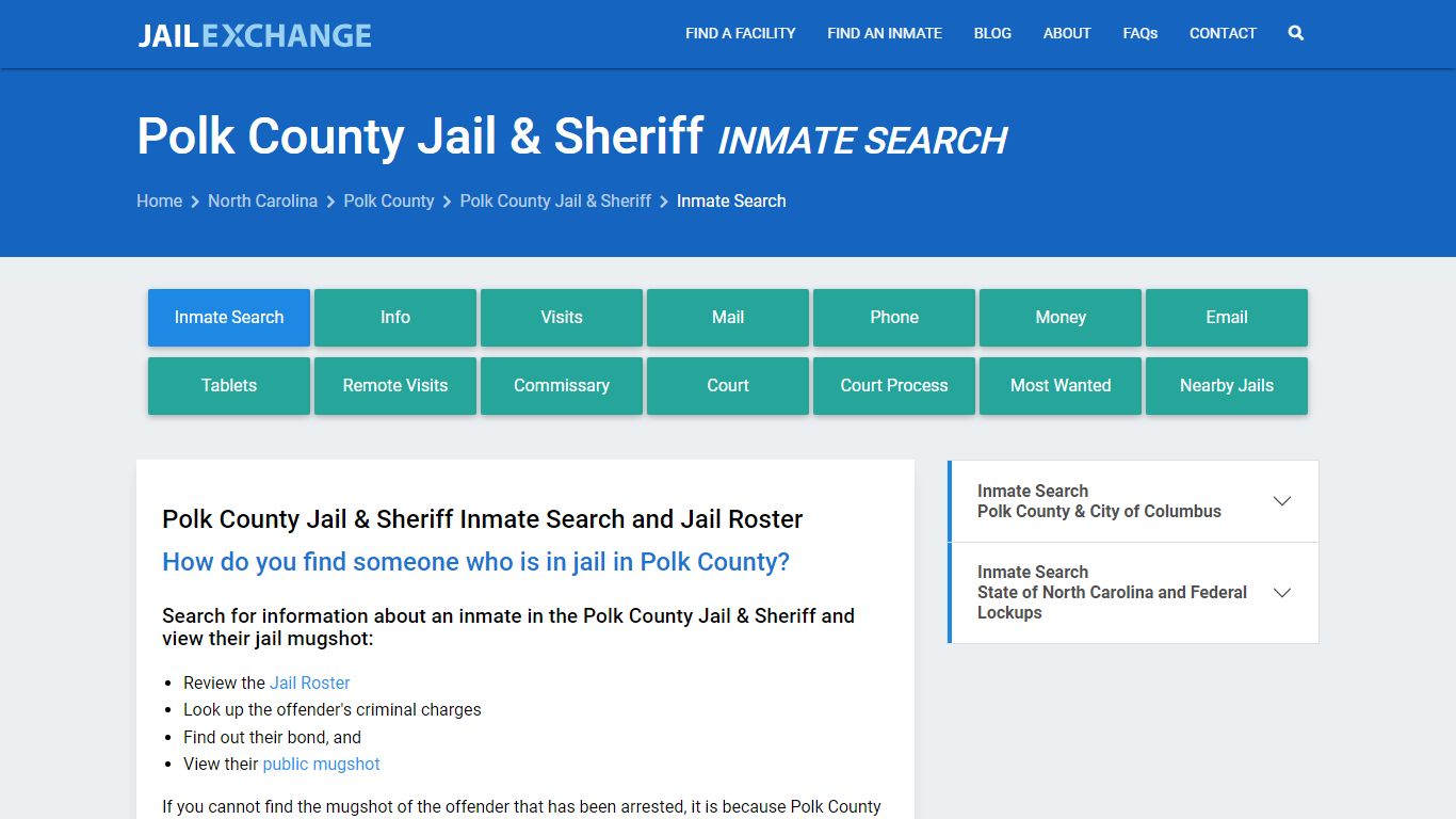 Inmate Search: Roster & Mugshots - Polk County Jail & Sheriff, NC